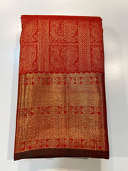 CHILLI RED COLOUR & GOLD BORDER KANCHIPURAM SILK SAREE