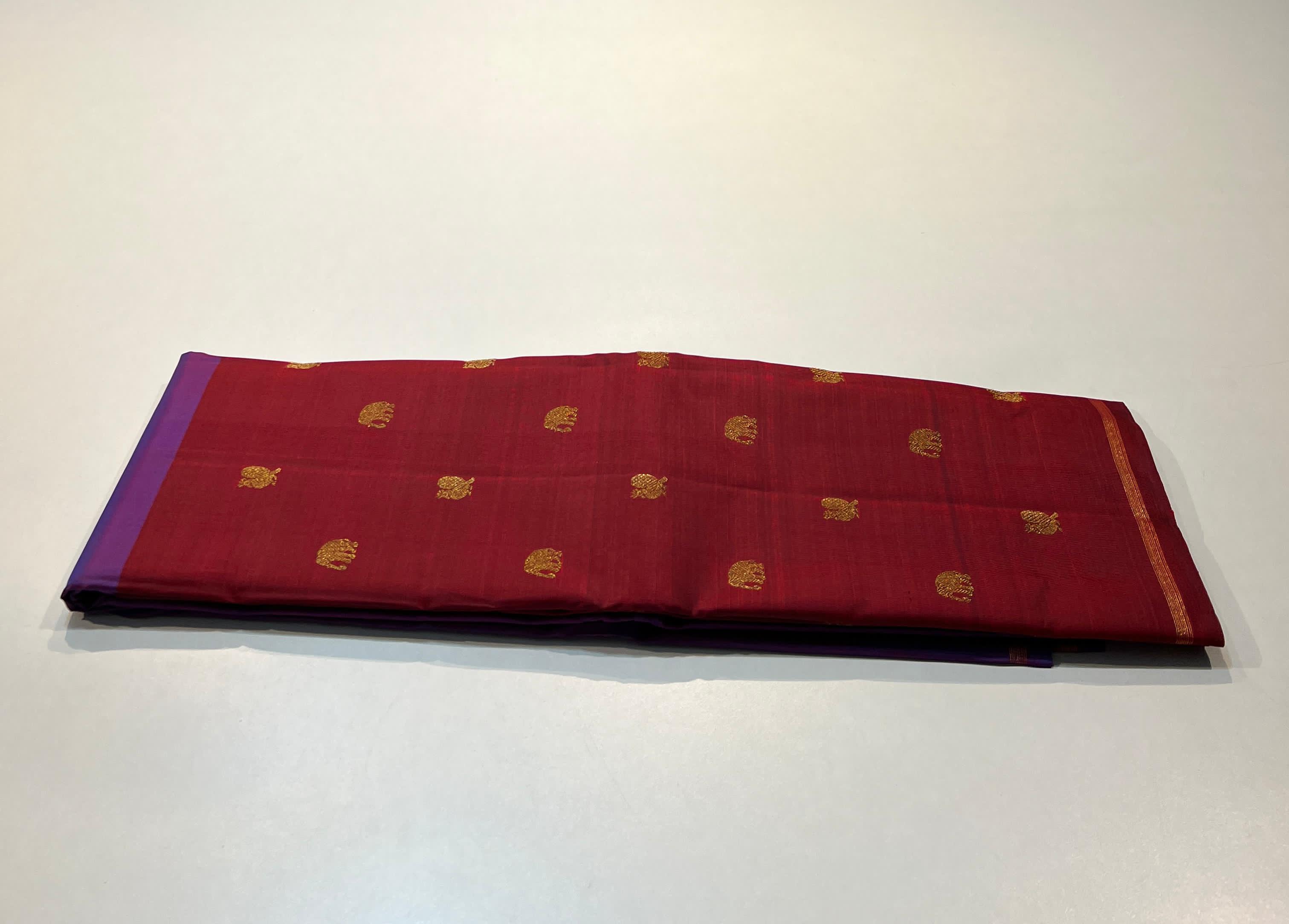 DARK RED/PURPLE COLOUR COMBINATION KACHIPURAM SILK SAREE