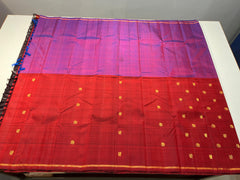 DARK RED/PURPLE COLOUR COMBINATION KACHIPURAM SILK SAREE