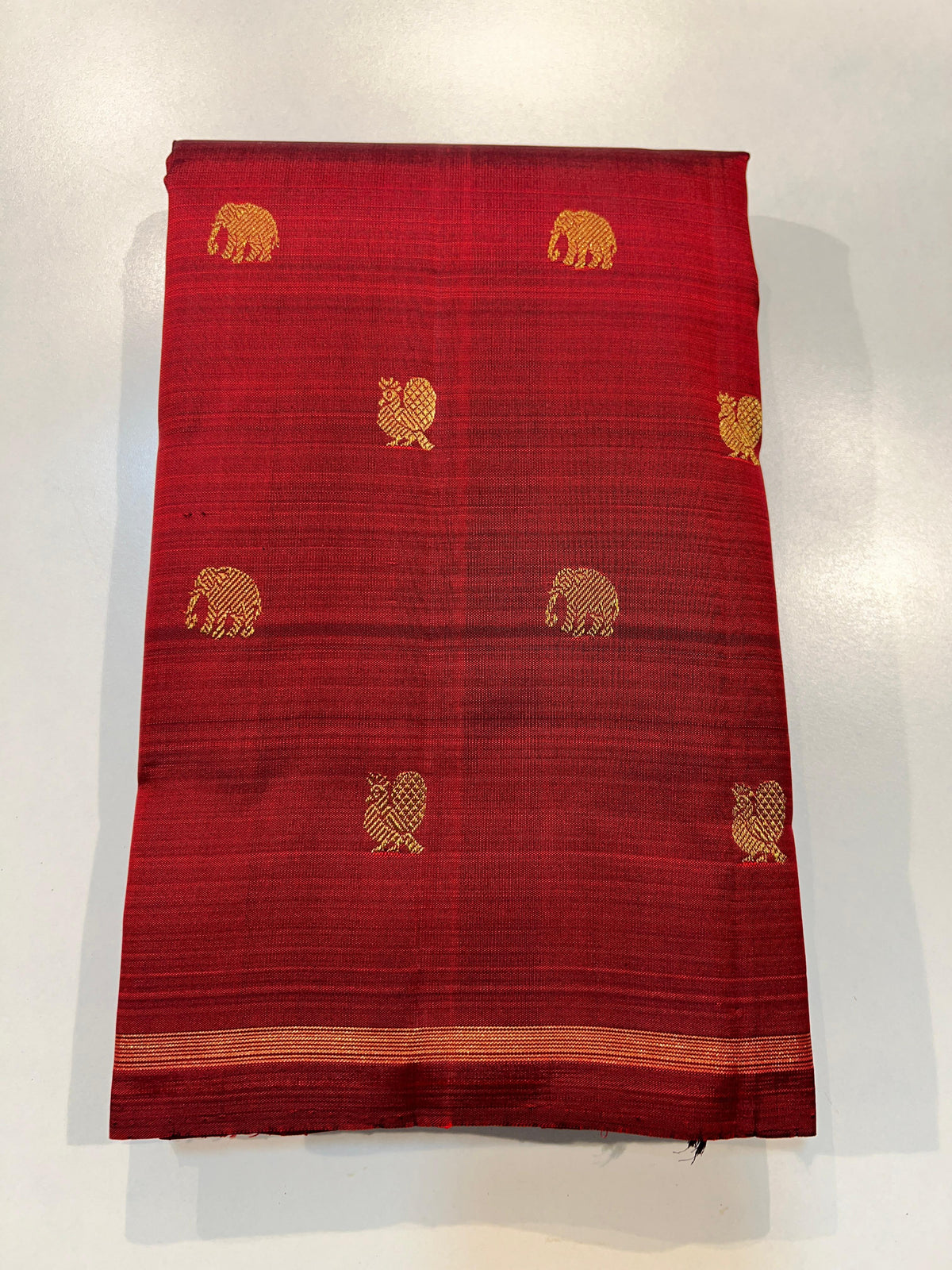 DARK RED/PURPLE COLOUR COMBINATION KACHIPURAM SILK SAREE