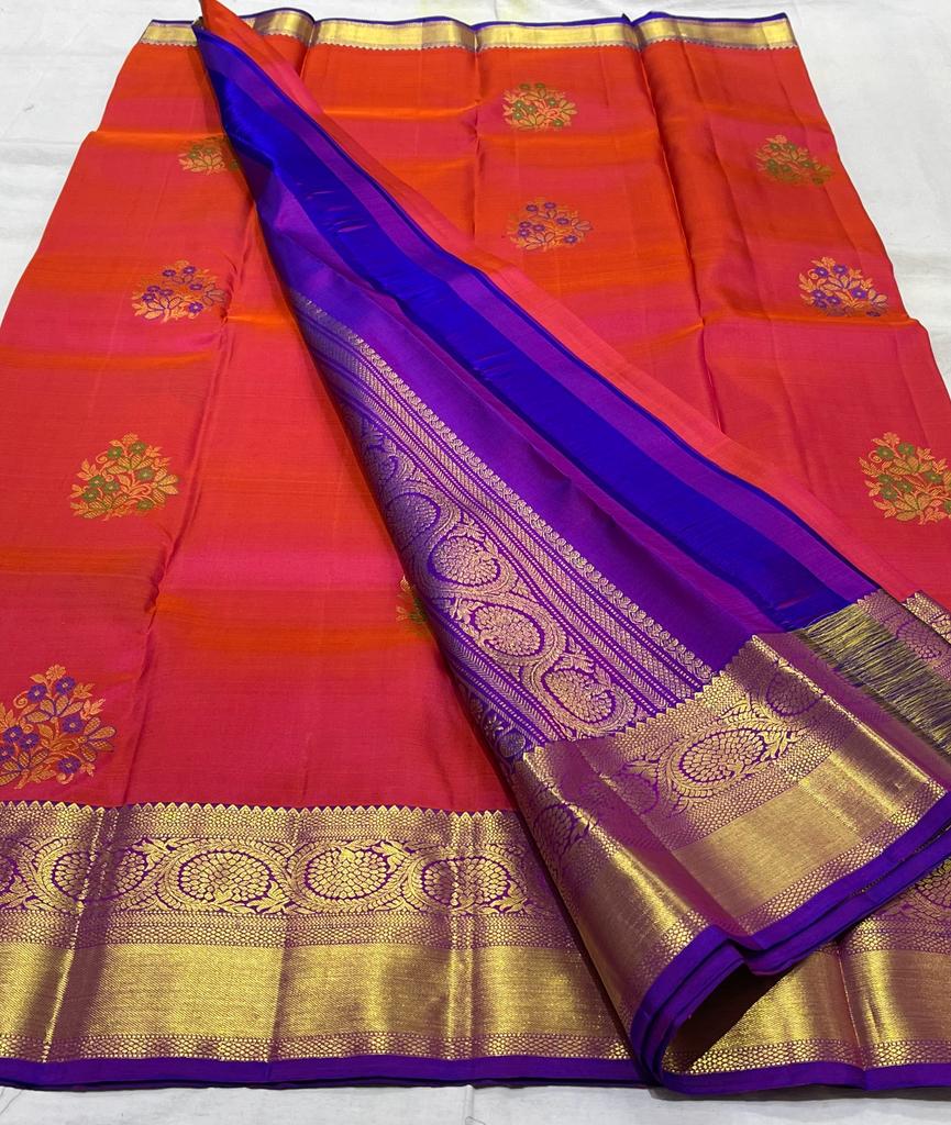 ORANGE & PURPLE COLOUR ZARI KOTA SILK SAREE