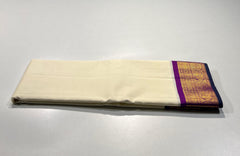 WHITE COLOUR & PURPLE\GOLD BORDER KANCHIPURAM SILK SAREE