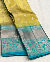 YELLOW / ROYALE BLUE KANCHI SILK SAREE