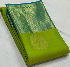 PARROT GREEN / BLUE KANCHI SAREE