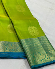 PARROT GREEN / BLUE KANCHI SAREE