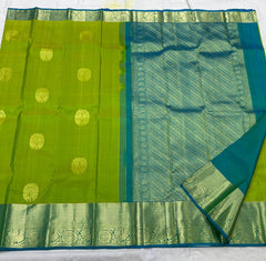 PARROT GREEN / BLUE KANCHI SAREE