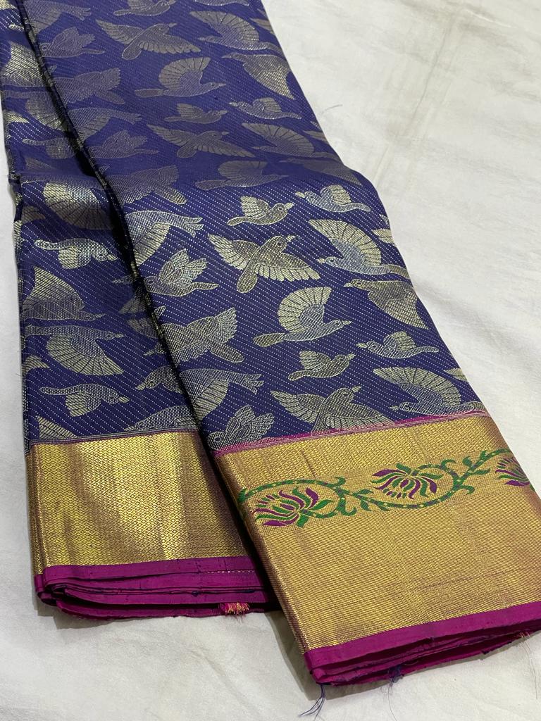 NAVY BLUE / PINK KANCHI SAREE