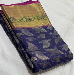 NAVY BLUE / PINK KANCHI SAREE