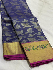 NAVY BLUE / PINK KANCHI SAREE
