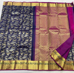 NAVY BLUE / PINK KANCHI SAREE