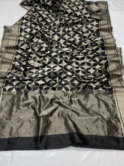 BLACK / SILVER CHANDERI SAREE