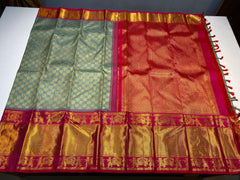 PISTA GREEN  / PINK KANCHI SAREE