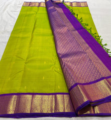 MEHANDI GREEN / VIOLET KANCHI SILK SAREE