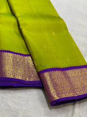 MEHANDI GREEN / VIOLET KANCHI SILK SAREE