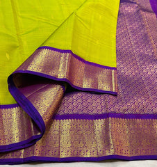 MEHANDI GREEN / VIOLET KANCHI SILK SAREE