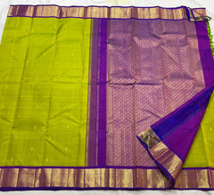 MEHANDI GREEN / VIOLET KANCHI SILK SAREE