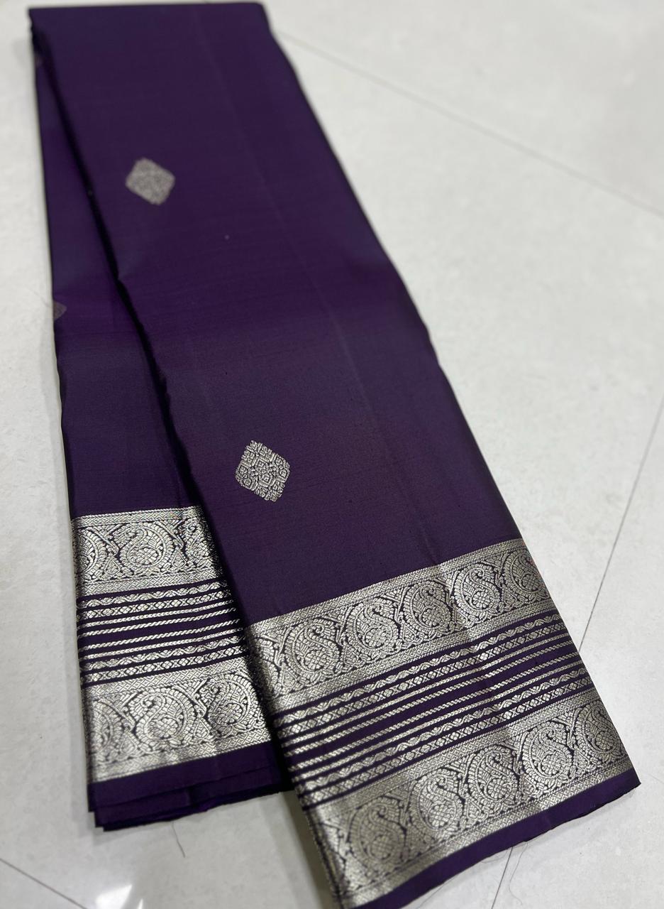 VIOLET / SILVER KANCHI SAREE