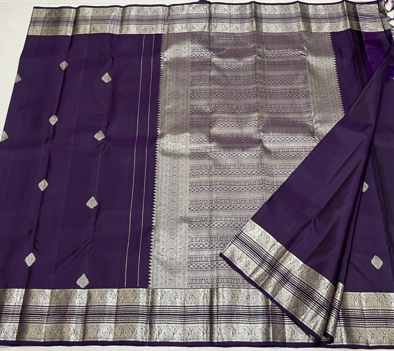 VIOLET / SILVER KANCHI SAREE