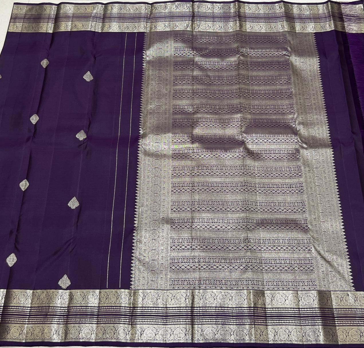 VIOLET / SILVER KANCHI SAREE