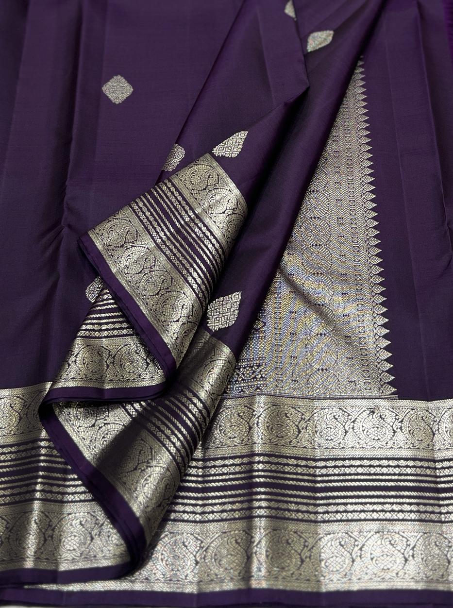 VIOLET / SILVER KANCHI SAREE