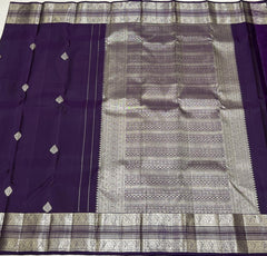 VIOLET / SILVER KANCHI SAREE
