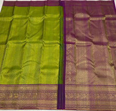 PARROT GREEN / PURPLE KANCH SAREE