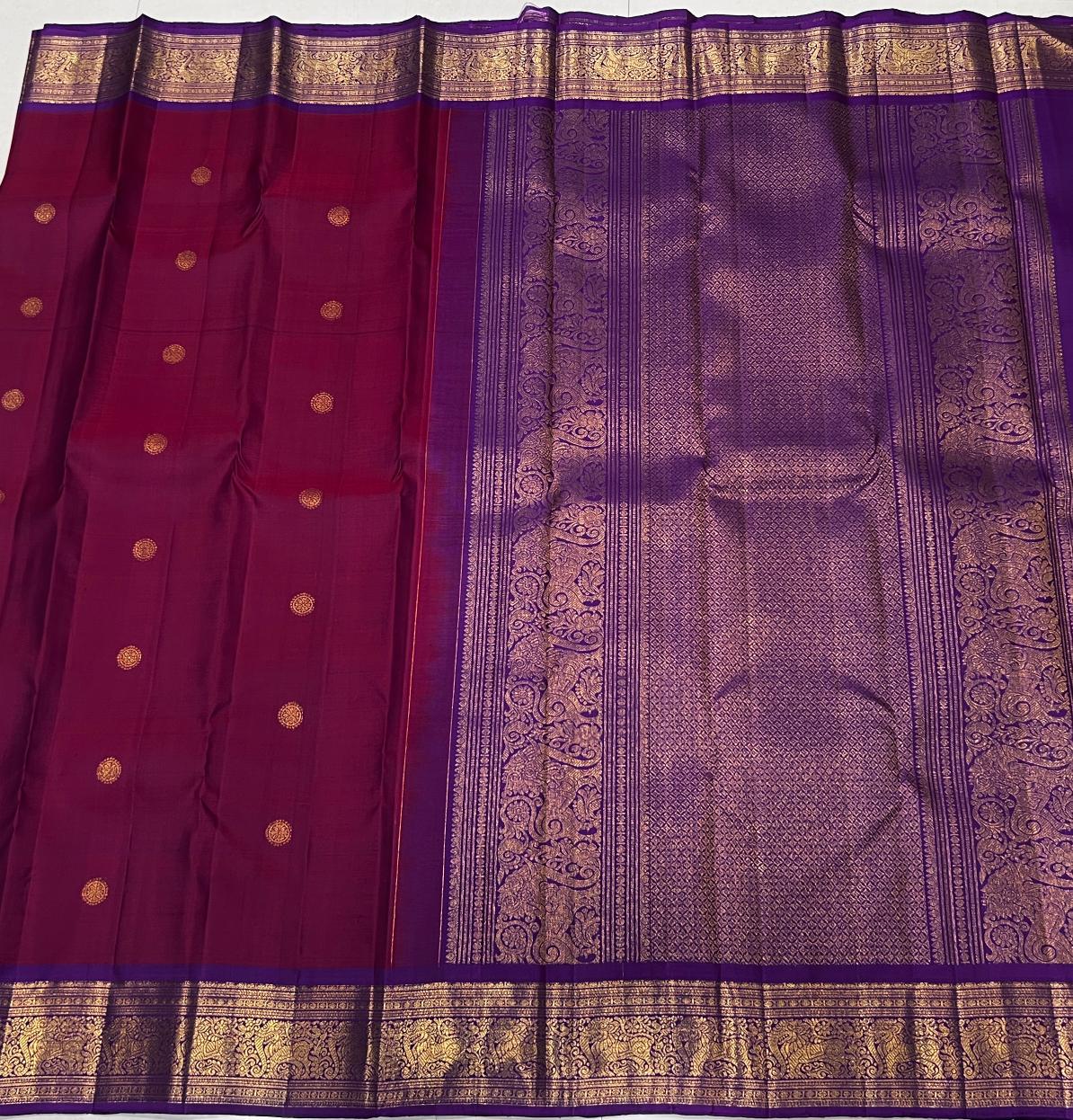 MAROON / VIOLET KANCHI SILK SAREE