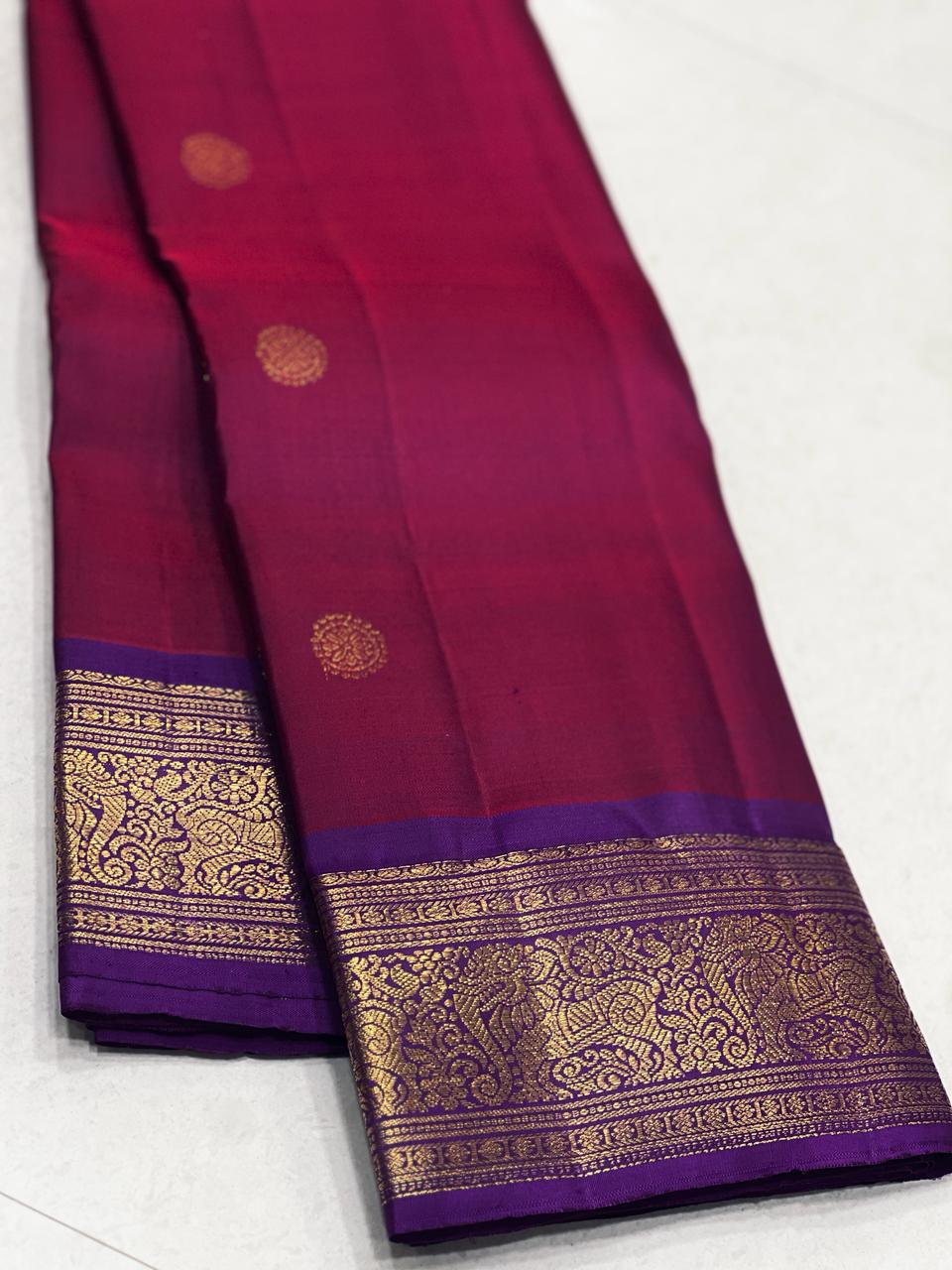 MAROON / VIOLET KANCHI SILK SAREE