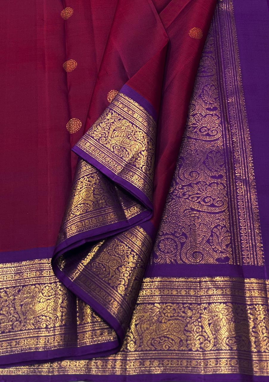 MAROON / VIOLET KANCHI SILK SAREE