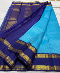 SKY BLUE / NAVY BLUE KANCHI SILK SAREE