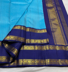 SKY BLUE / NAVY BLUE KANCHI SILK SAREE