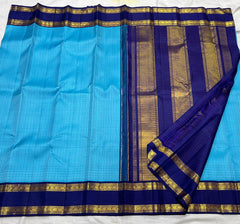 SKY BLUE / NAVY BLUE KANCHI SILK SAREE