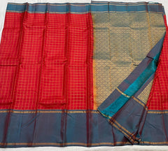 RED/ ASH KANCHI SILK SAREE