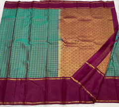 MINT GREEN / MEGENTA PINK KANCHI SILK SAREE