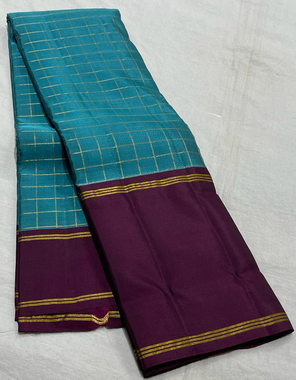 SEA BLUE / MEGENTA PINK KANCHI NSILK SAREE