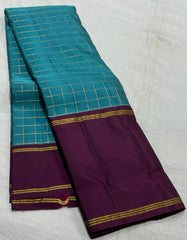 SEA BLUE / MEGENTA PINK KANCHI NSILK SAREE