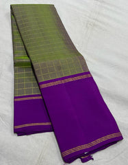 MEHANDI GREEN / VIOLET KANCHI SILK SAREE