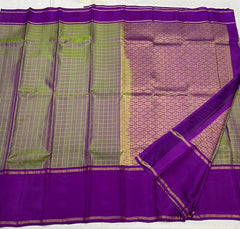 MEHANDI GREEN / VIOLET KANCHI SILK SAREE