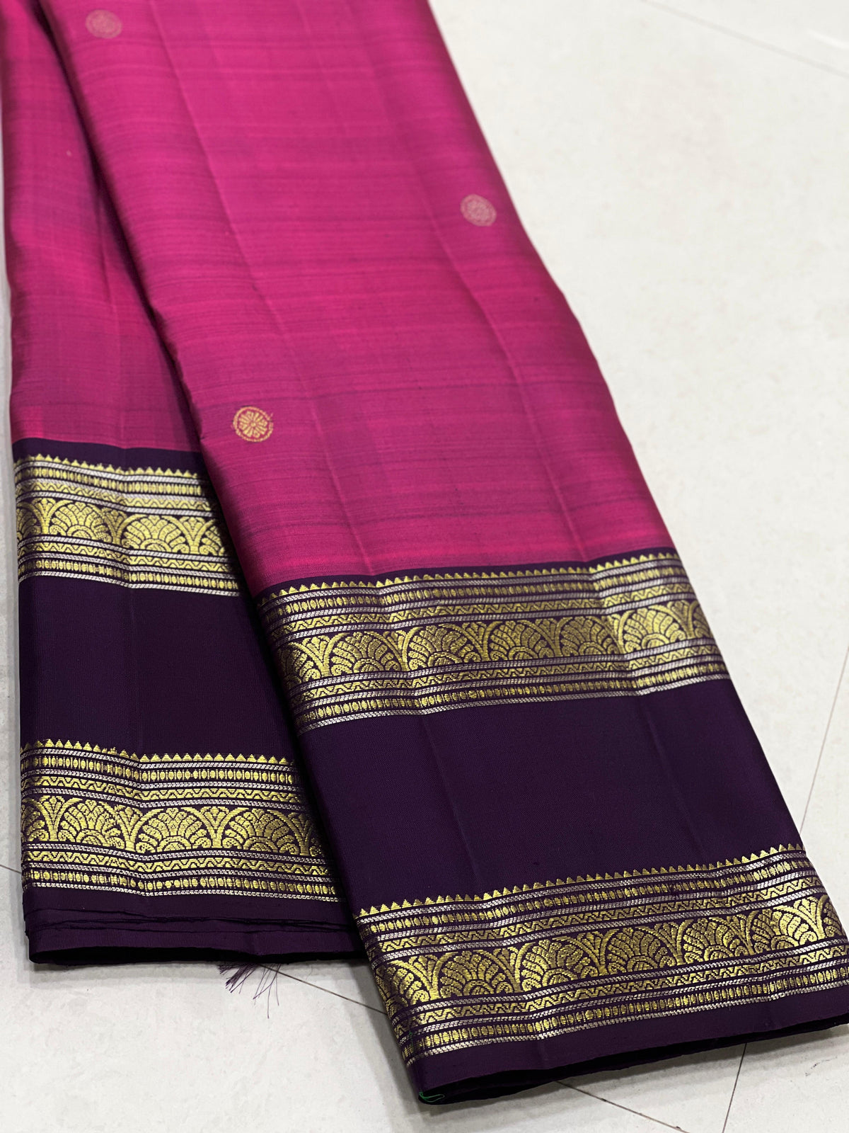 ROSE PINK / VIOLET KANCHI SILK SAREE