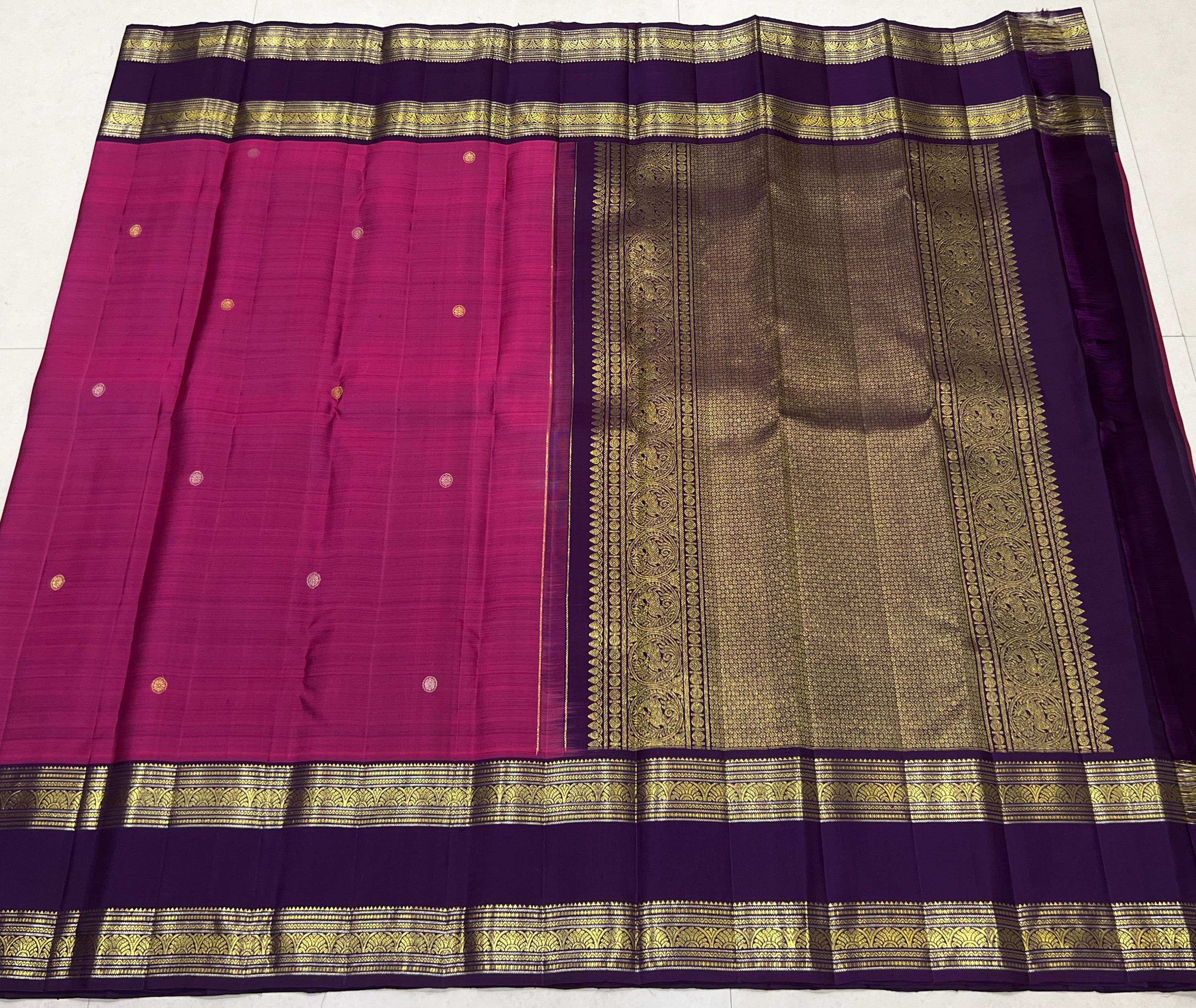 ROSE PINK / VIOLET KANCHI SILK SAREE