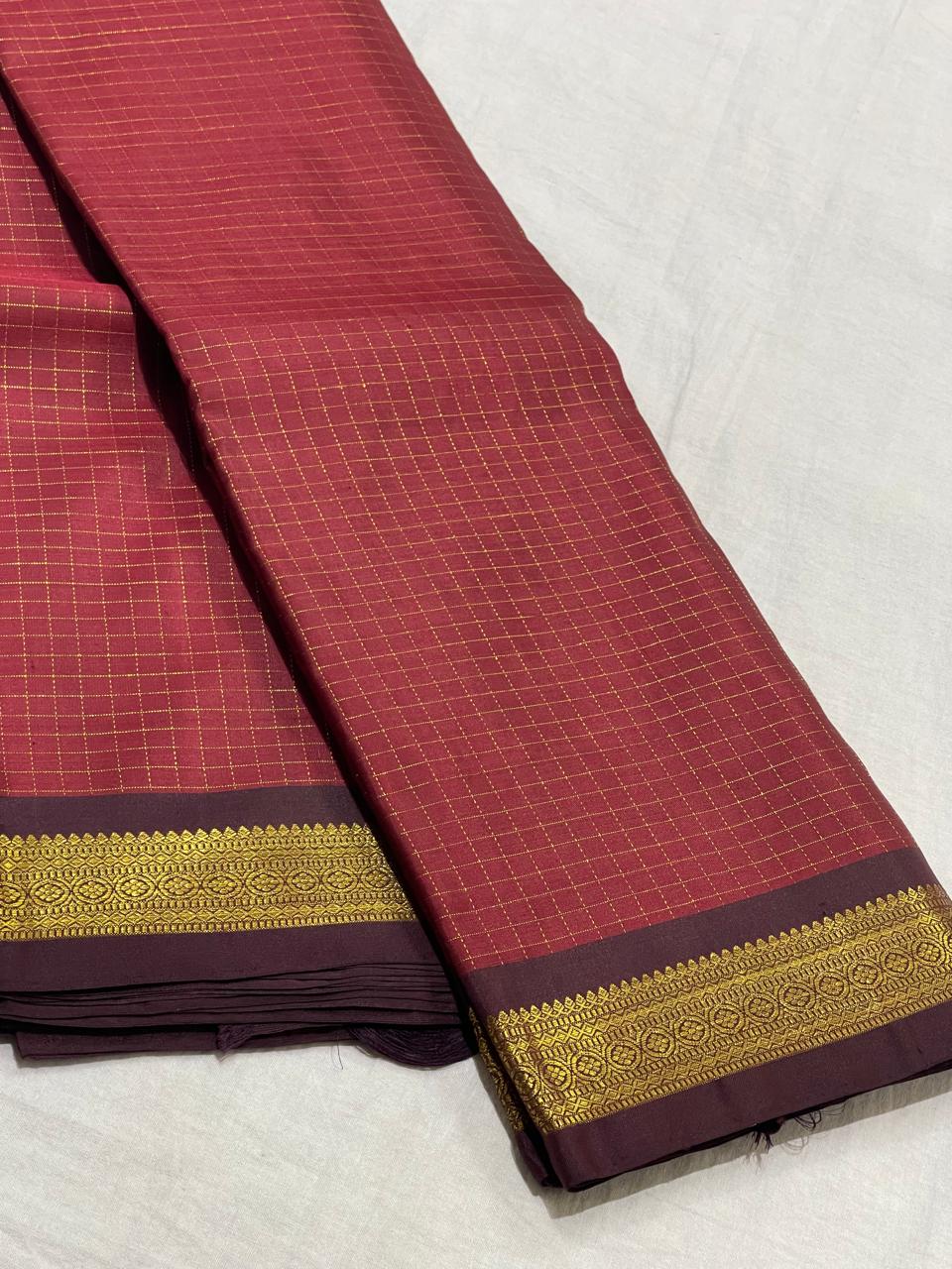 MAROON/BROWN KANCHI SILK SAREE