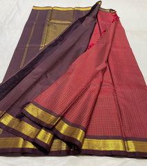 MAROON/BROWN KANCHI SILK SAREE