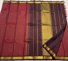 MAROON/BROWN KANCHI SILK SAREE