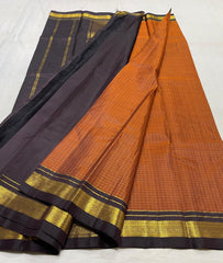 YELLOW/ BROWN KANCHI SILK SAREE