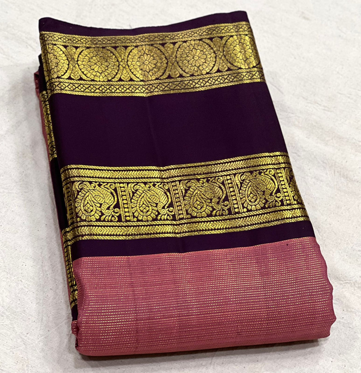 PINK/GOLDBROWN KANCHI SILK SAREE
