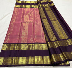 PINK/GOLDBROWN KANCHI SILK SAREE