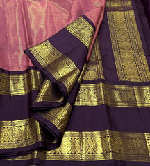 PINK/GOLDBROWN KANCHI SILK SAREE