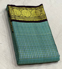 MINT BLUE /BROWN KANCHI SILK SAREE