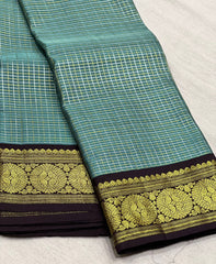MINT BLUE /BROWN KANCHI SILK SAREE
