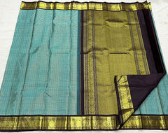 MINT BLUE /BROWN KANCHI SILK SAREE